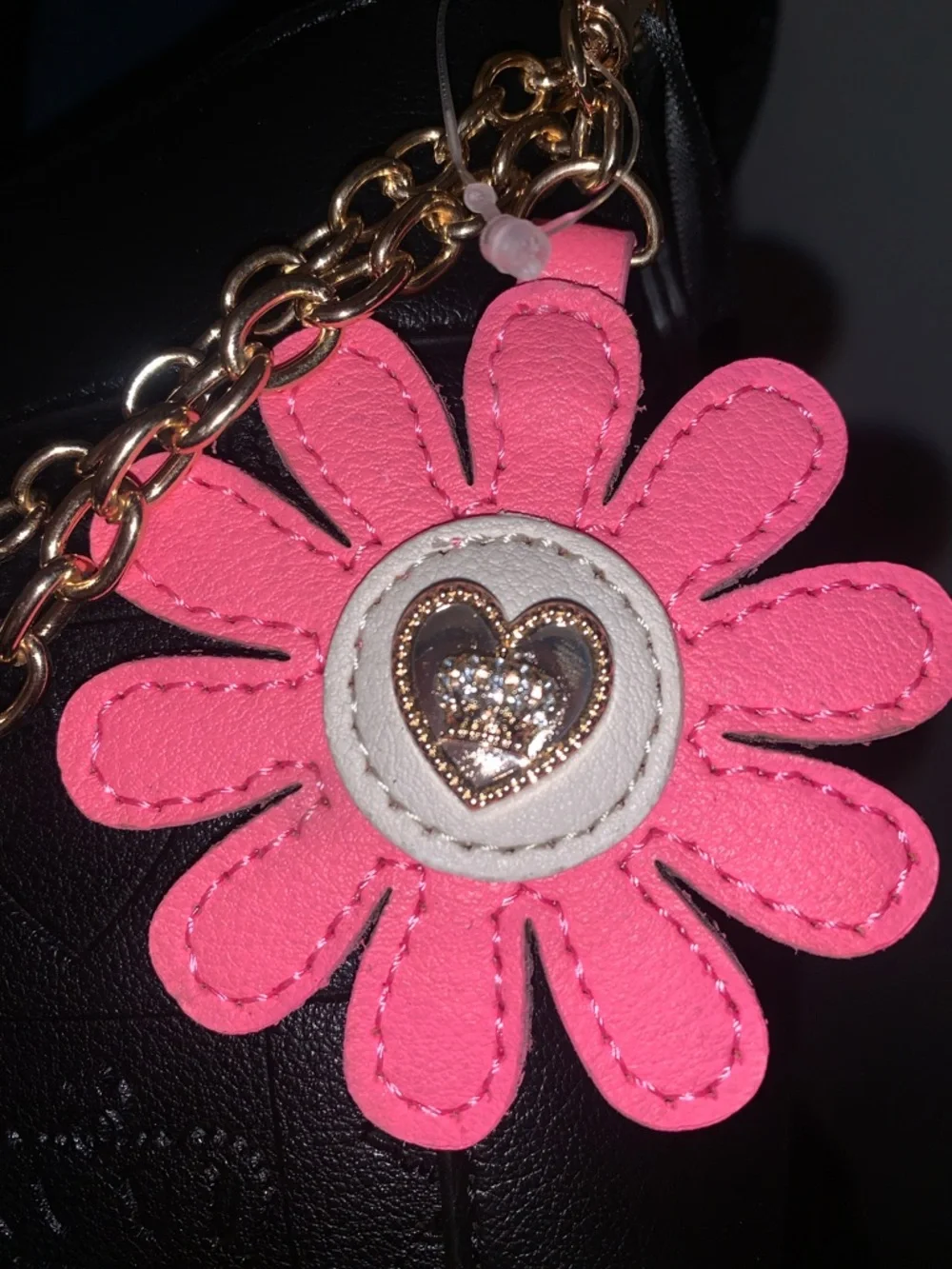 🆕 -Juicy Couture Pretty Pop Shoulder Bag with Gold Chain and Pink Flower Charm - Picture 3 of 8